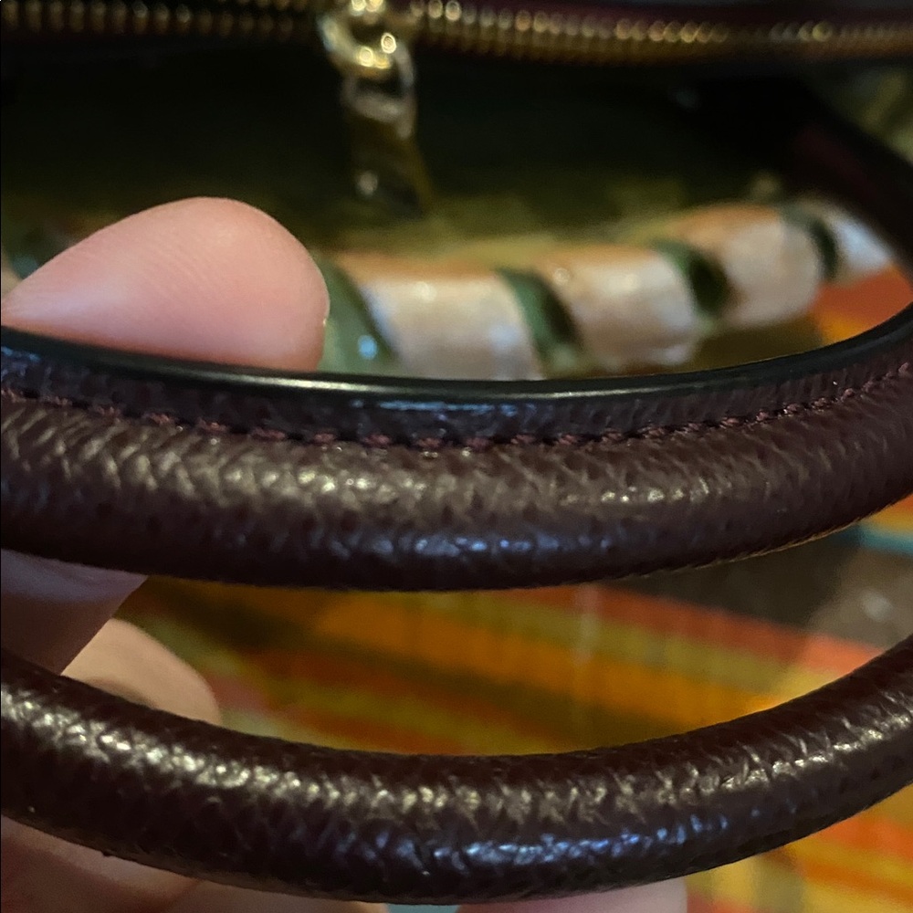 Coach Cora Domed Satchel with Border Studs in Burgundy Crossgrain Leather - Picture 10 of 13
